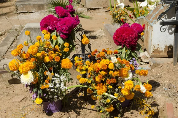 Grave decorated with flowers — Stock Photo, Image