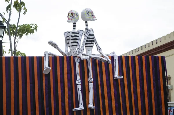 Oaxaca Oaxaca Messico Ottobre 2017 Teschi Seduti Muro Colorato Come — Foto Stock