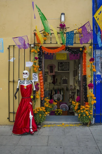 Oaxaca Oaxaca Messico Ottobre 2017 Teschio Con Vestito Rosso Fuori — Foto Stock
