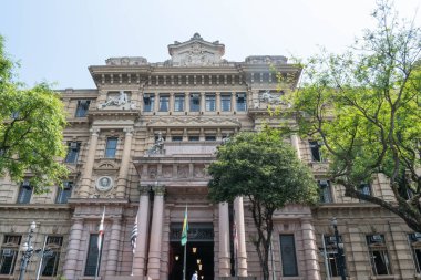 Rio De Janeiro, Brezilya - 13 Ekim 2019: Brezilya 'nın Rio de Janeiro şehrindeki Ulusal Kütüphane cephesinin bir parçası