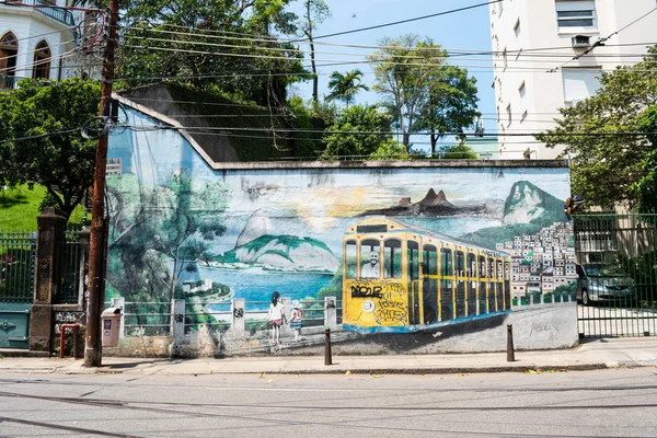 2019年10月15日 巴西里约热内卢 巴西里约热内卢圣特雷莎电车壁画 — 图库照片