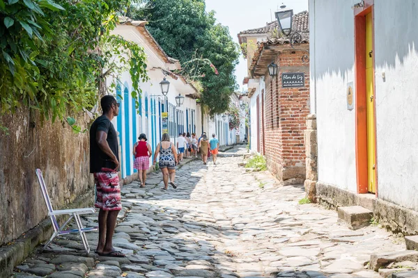 Paraty Rio Janeiro Brasil Octubre 2019 Calle Antiguas Casas Coloniales —  Fotos de Stock