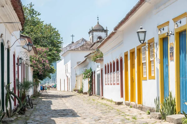 Paraty Rio Janeiro Brasil Octubre 2019 Calle Antiguas Casas Coloniales —  Fotos de Stock