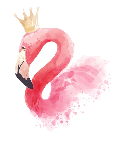 Flamingo Com Ilustração Coroa Dourada — Vetor de Stock