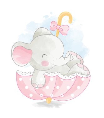 Şemsiyeli şirin fil.