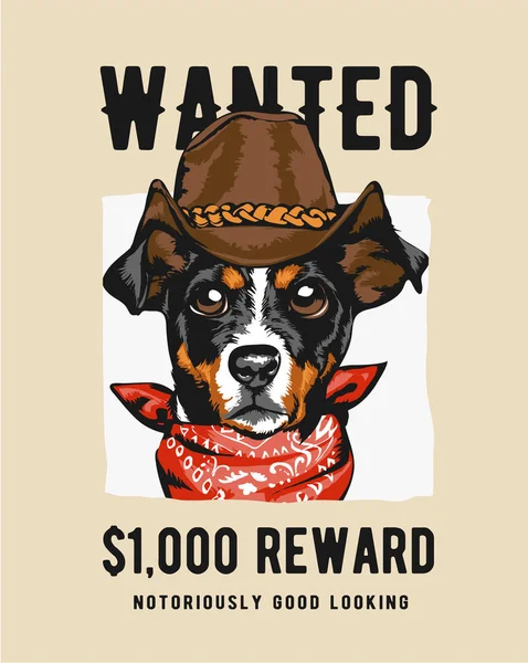 Cowboy Cão Queria Sinal Ilustração — Vetor de Stock