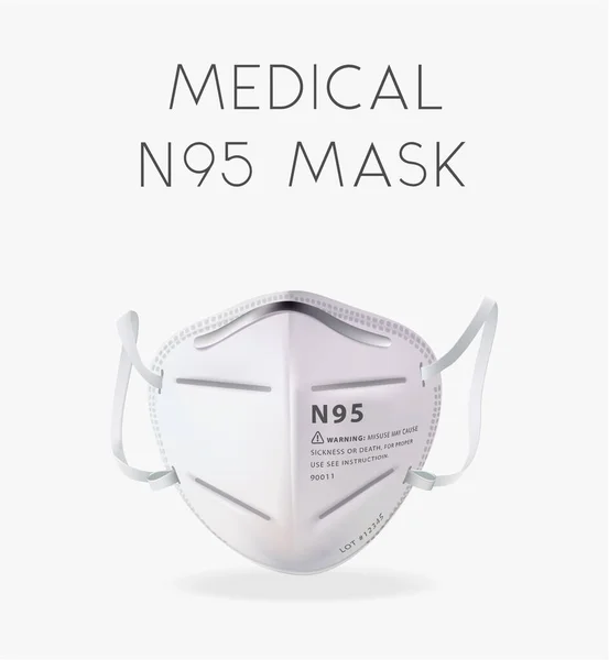 Illustrazione Realistica Della Maschera N95 — Vettoriale Stock