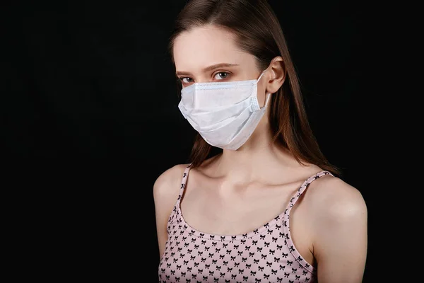 Girl Medical Mask — Stock Photo, Image