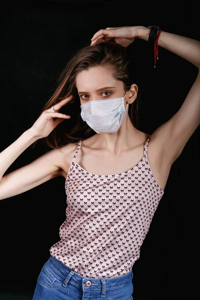 Girl Medical Mask — Stock Photo, Image