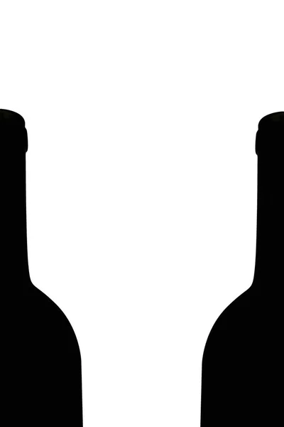 Silhueta Garrafa Vinho Isolada Sobre Fundo Branco — Fotografia de Stock