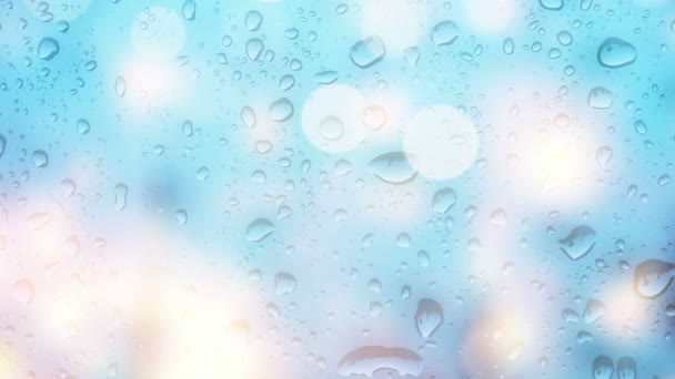 Water Drops Glass Window Bokeh Lights — Stock Video