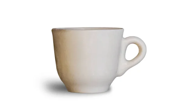 Taza de cerámica vieja aislada en blanco — Foto de Stock