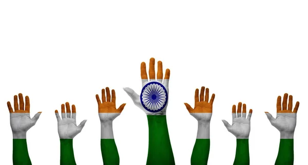 Indie Národní Vlajka Psaná Ruce Izolované Bílém Pozadí Koncepce Rovných — Stock fotografie