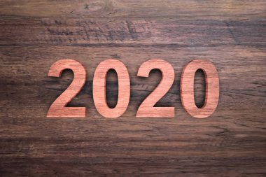2020 numaralı ahşabın sembolü Ahşap bir arka planda tasarım