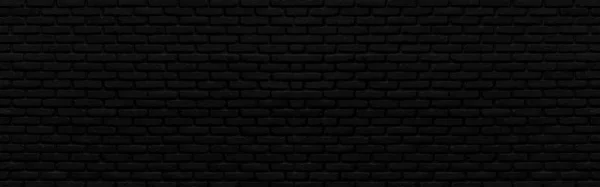 Abstract Black Brick Wall Texture Background Wallpaper Design Panorama Picture — Stock Photo, Image