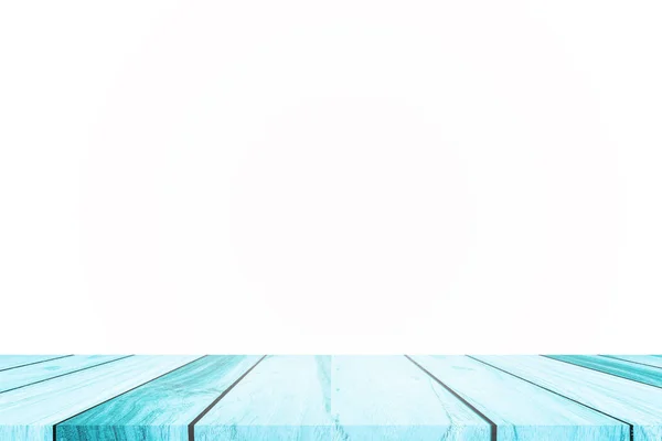 Piano Legno Blu Vuoto Sfondo Bianco Visualizzazione Design Del Prodotto — Foto Stock