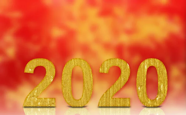 Símbolo Año Nuevo 2020 Escribiendo Con Oro Sobre Fondo Rojo —  Fotos de Stock