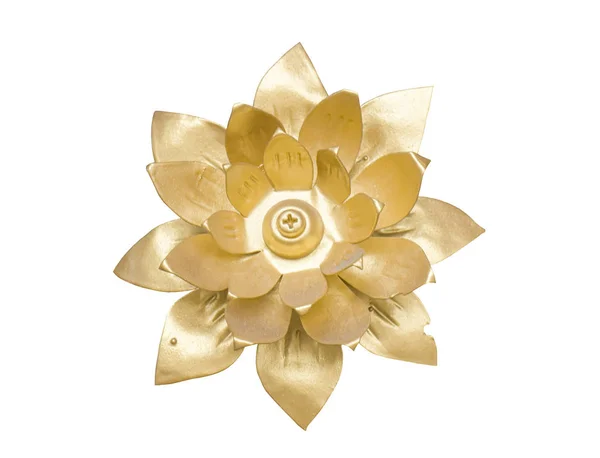 Golden lotus flower isolated on white background. Object with clipping path.