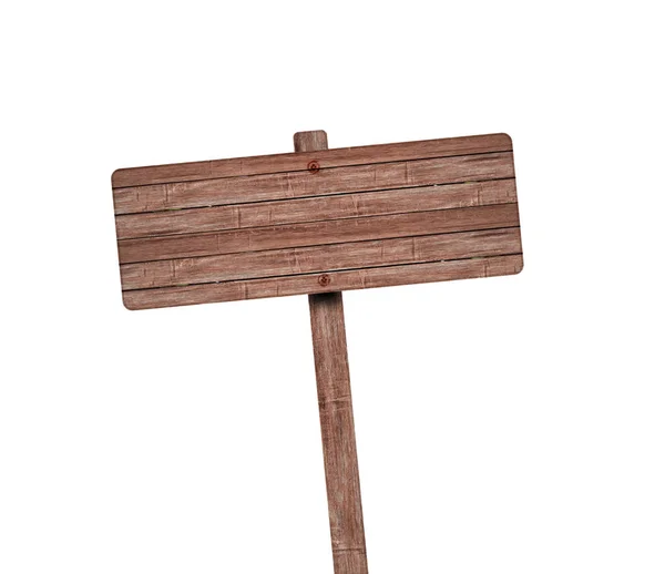Holzschild Isoliert Auf Weißem Hintergrund Objekt Mit Schnittpfad — Stockfoto