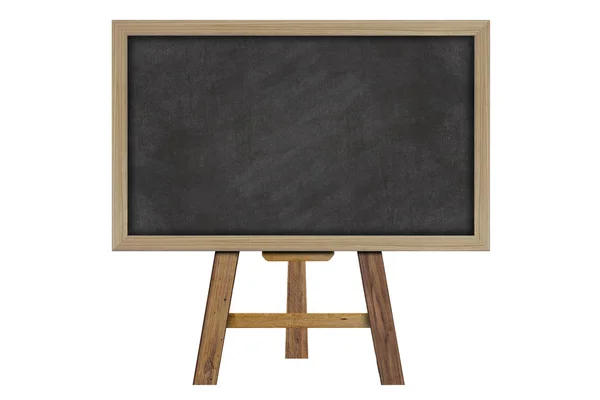 Chalkboard Preto Vazio Vista Dianteira Cavalete Isolada Fundo Branco Com — Fotografia de Stock