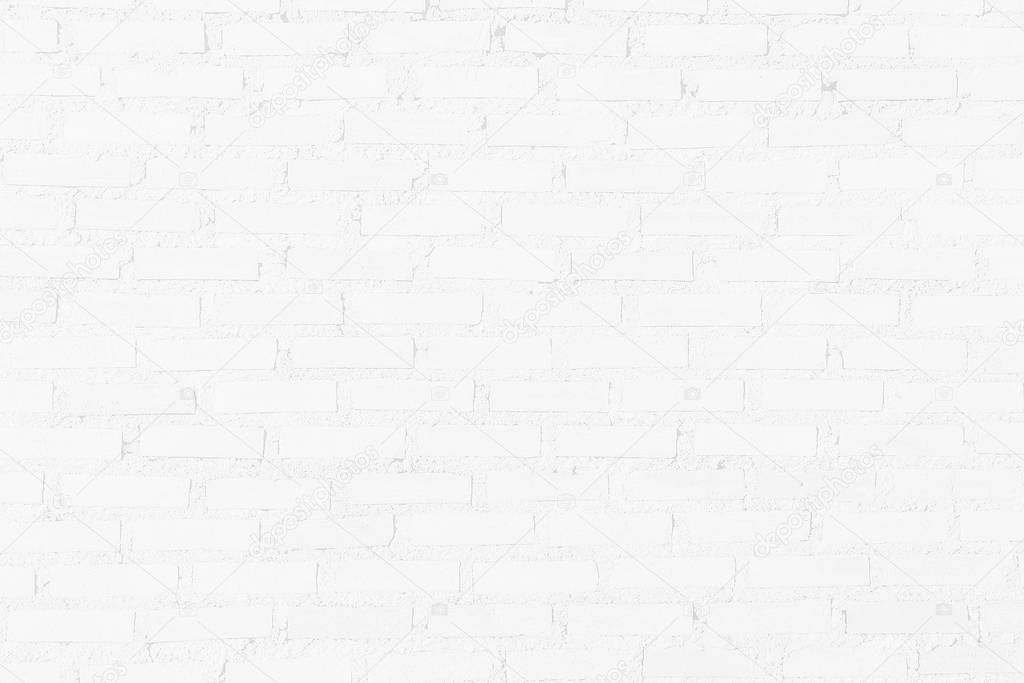 Old white brick wall texture for background. Abstract horizontal architecture wallpaper.
