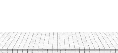 Boş beyaz tuğla zemin beyaz zemin üzerinde izole.