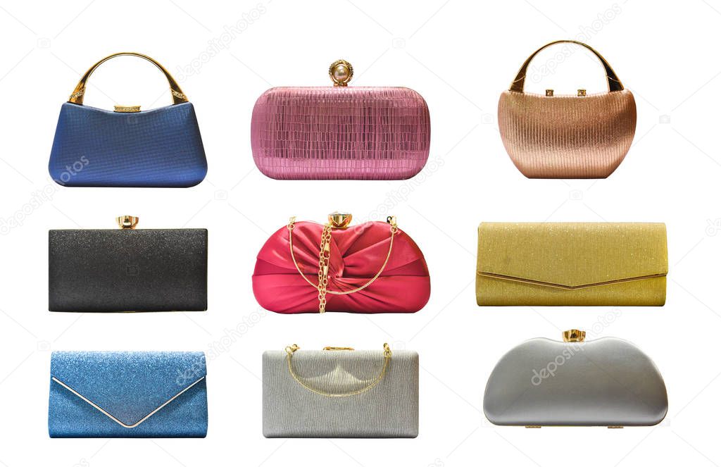 Set of Women handbags isolated on white background. with clipping path.