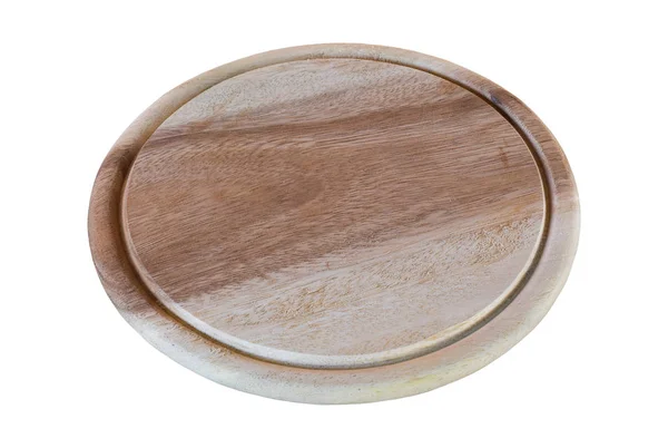 Circular Wooden Cutting Board Isolated White Background — Stock Photo, Image