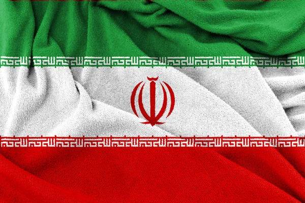 Fabric Texture Iran National Flag Background — Stock fotografie