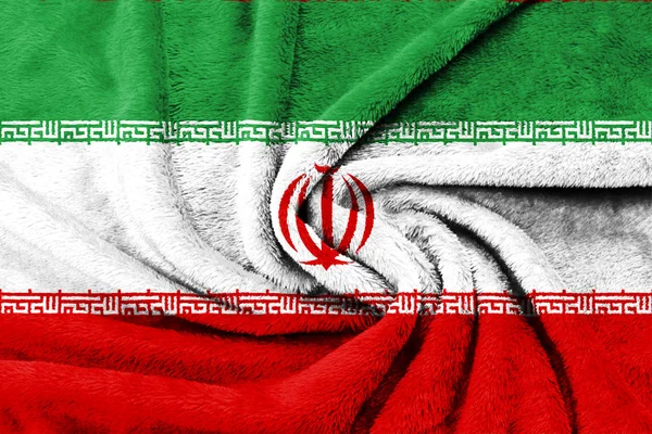 Fabric Texture Iran National Flag Background — Stock fotografie