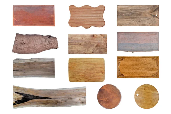 Collection Various Empty Wooden White Background Object Clipping Path — 스톡 사진