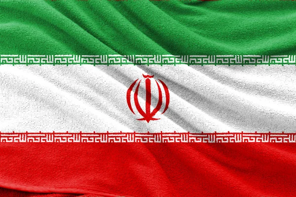 Textura Tela Del Fondo Bandera Nacional Irán — Foto de Stock