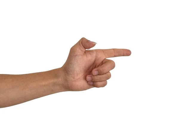 Close Male Hand Pointing Isolated White Background — 스톡 사진