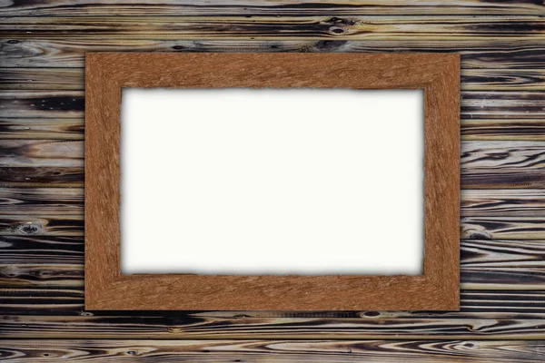 Empty Wooden Frame Hanging Wood Panels Background Retro Style Design — Stock Photo, Image