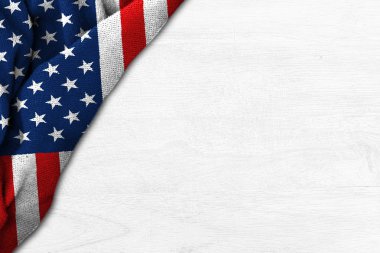 USA flag on white wood background with copy space for President'