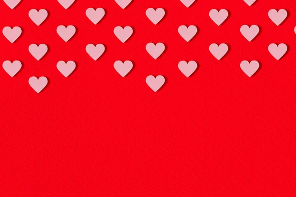 Corazones Sobre Fondo Papel Rojo Plano Conceptos Diseño Para San — Foto de Stock