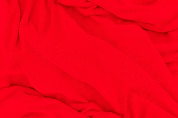 红色面料的纹理背景 带柔波的文摘布背景 — 图库照片