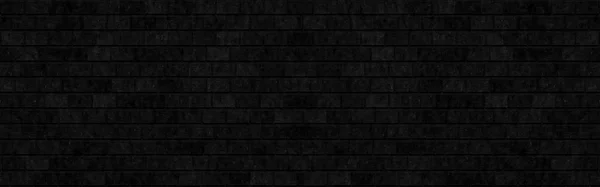 Abstract Black Brick Wall Texture Background Wallpaper Design Panorama Picture — Stock Photo, Image