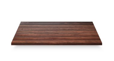 Tahta masa beyaz arka planda izole edilmiş. Kırpma yolu ile nesne