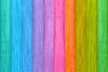 Gökkuşağı renkli ahşap doku arkaplanı.