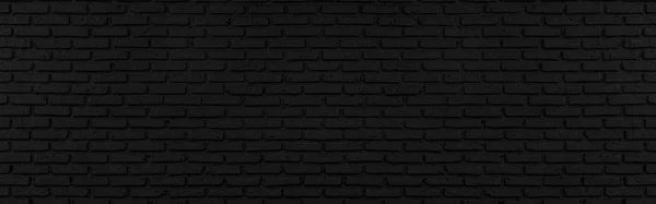 Abstract Black Brick Wall Texture Background Wallpaper Design Panorama Picture — Stock Photo, Image