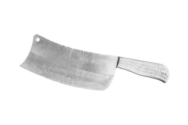 Starý Nůž Sekáček Maso Izolované Bílém Pozadí Výstřižkem Cesta — Stock fotografie