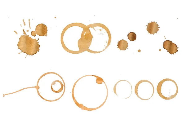 Collection Different Coffee Stains White Background — Stock Photo, Image