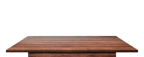 Empty Wooden Table Top Isolated White Background Clipping Path — Stock Photo, Image