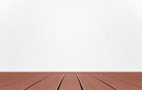 Leerer Innenraum Mit Weißer Zementwandstruktur Und Braunem Holzbodenmuster Konzept Innenraum — Stockfoto
