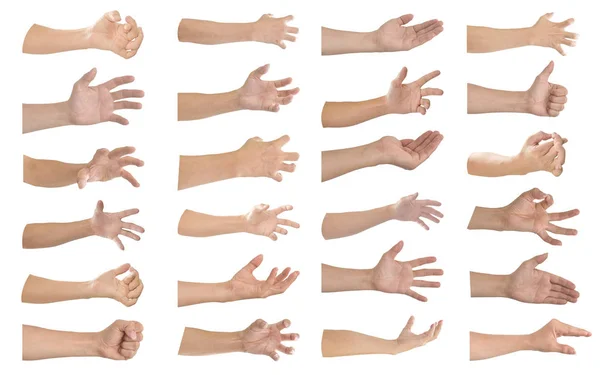 Hand Gesture Sign Collection Isolated White Background Object Clipping Path — Stock Photo, Image
