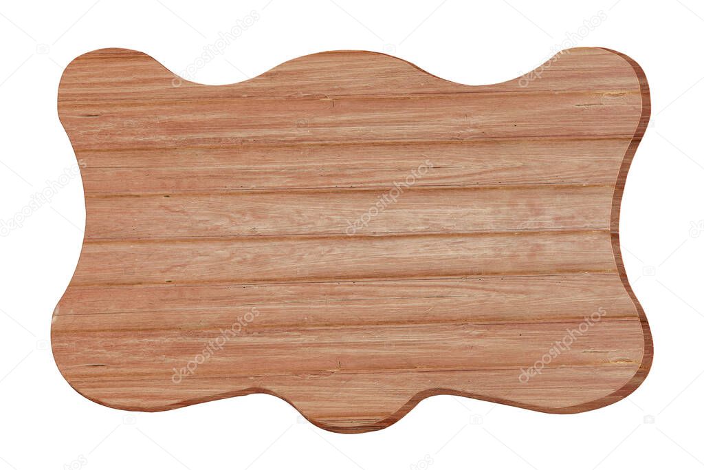 Brown wood plank isolated on a white background. Concept of the signpost and billboard with clipping path.