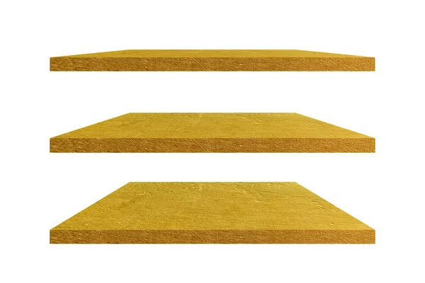 Goldene Betontischplatte Oder Regale Isoliert Auf Weißem Hintergrund Mit Schnittpfad — Stockfoto