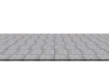Görüntü veya model ürün için beyaz arkaplanda boş beton döşeme izole edildi.