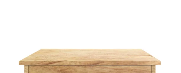 Pusty Drewniany Blat Izolowany Białym Tle Wyświetlania Lub Montażu Produktów — Zdjęcie stockowe